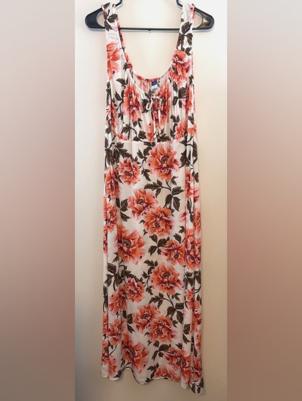 Old Navy Coral and White Floral Midi Dress